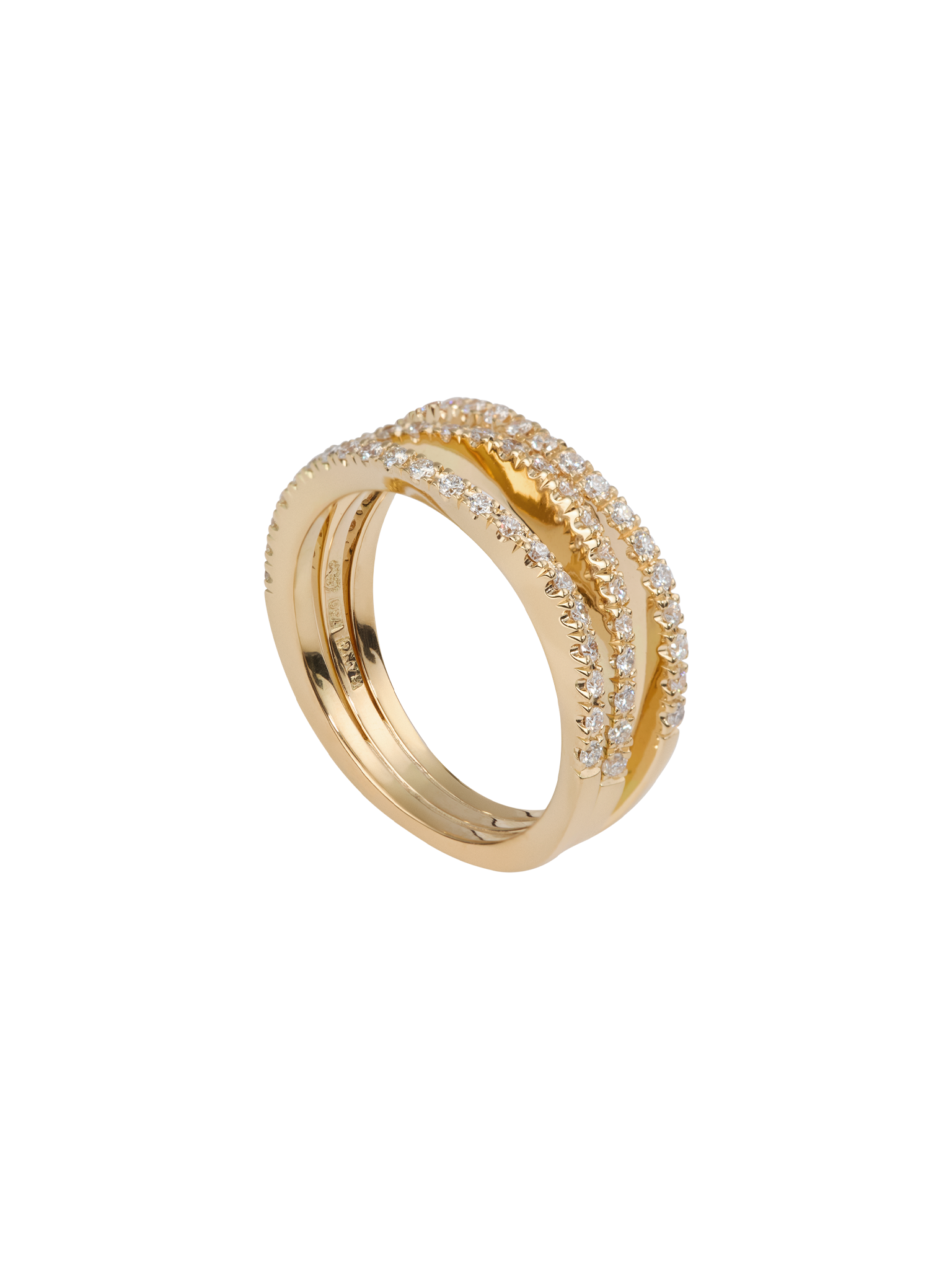 Waves ring in 18k yellow gold with 0,63ct diamond